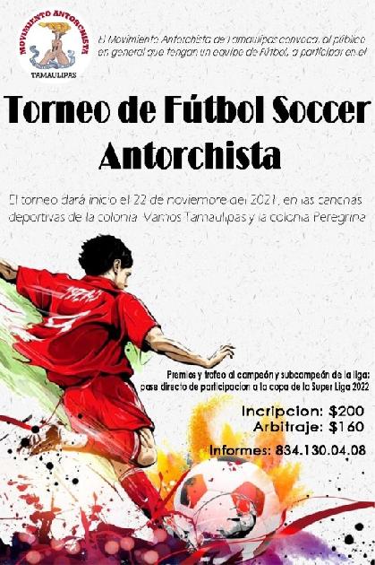Antorcha invita a su Torneo de Futbol Soccer